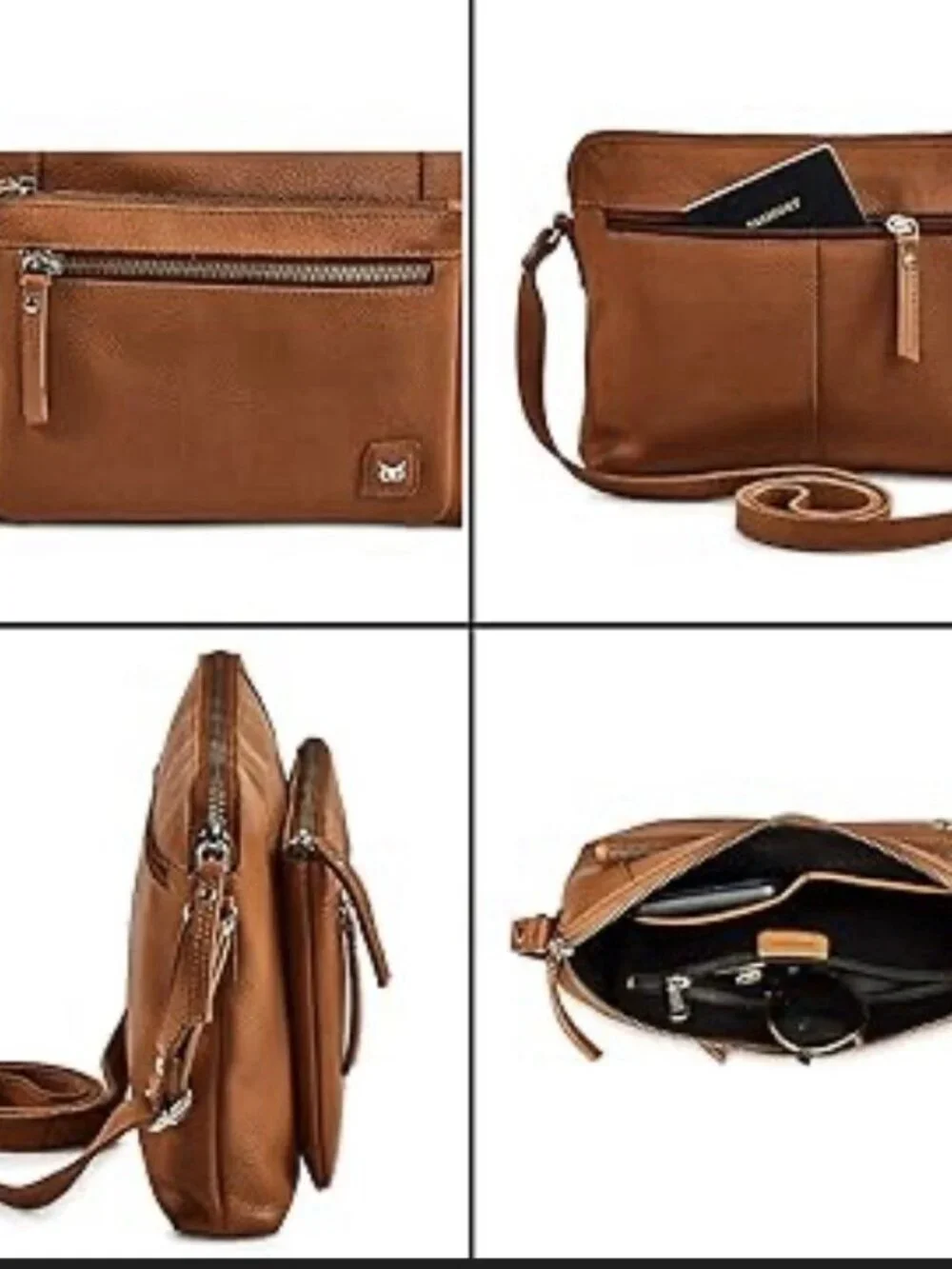 Wise Owl Brown Leather Small Soft Pebbled Crossbody Bag